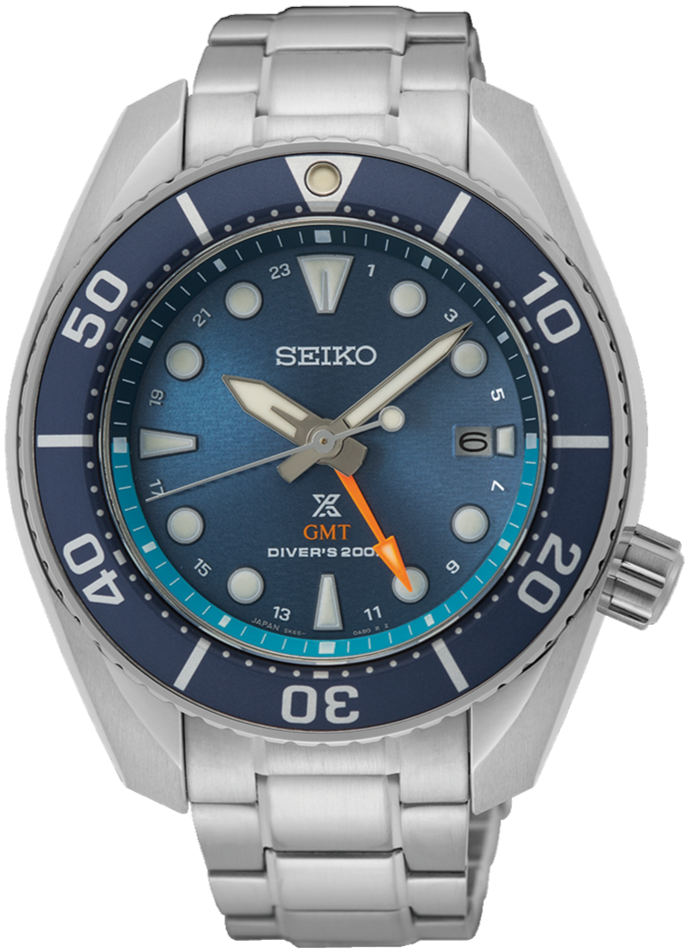 Seiko Prospex Solar GMT 200M Scuba Diver Blue Sumo SFK001 www.watchoutz.com