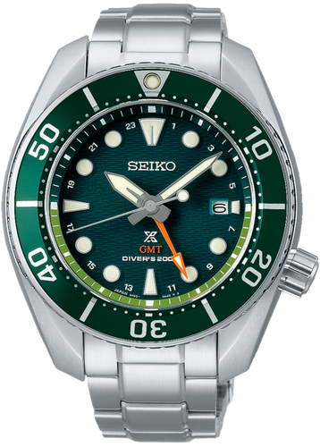 Seiko Prospex Solar GMT 200M Scuba Diver Green Sumo SFK003J1 SBPK001 www.watchoutz.com