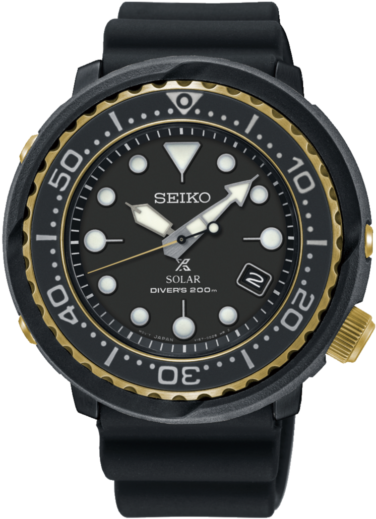 Seiko SNE556P1 Prospex Solar Divers Black Dial 200m Mens Watch Black