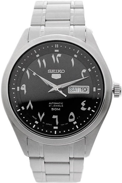 Seiko 5 Automatic Arabic Numerals Date Day Display Black-Dial Japan Made SNKP21 www.watchoutz.com