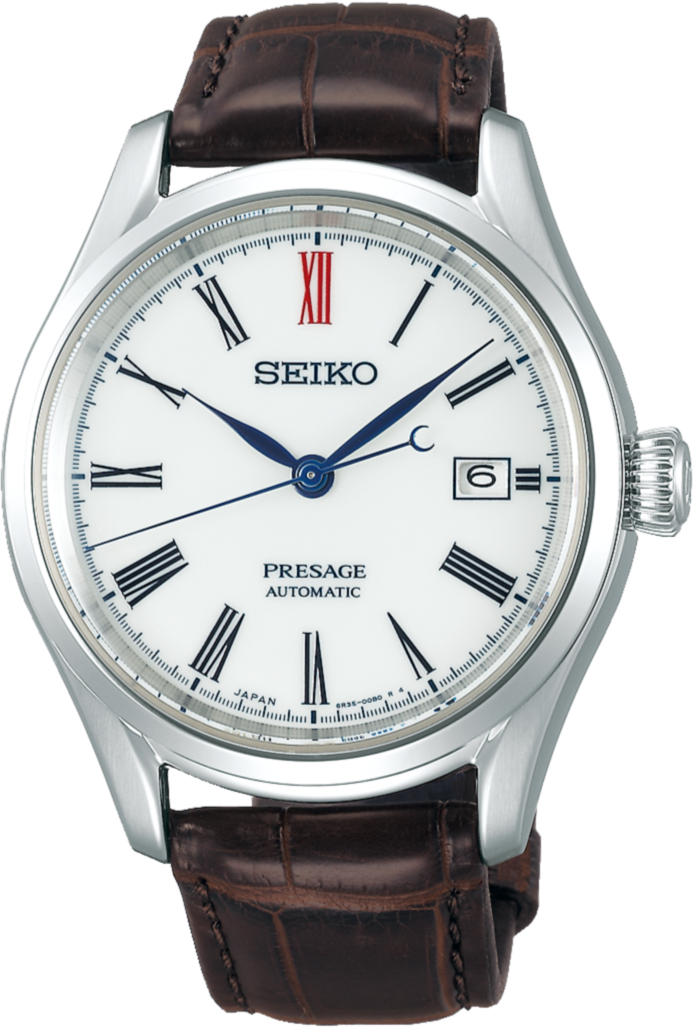 Seiko Presage Arita Porcelain White Dial Automatic Date Display Brown Leather SPB095J1 www.watchoutz.com