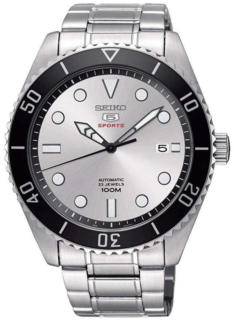 Seiko 5 Sports Automatic 100M Silver Dial SRPB87K1 www.watchoutz.com