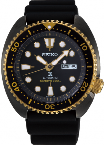 Seiko Prospex Automatic 200M Diver Scuba Black-Gold Turtle SRPD46J1 www.watchoutz.com