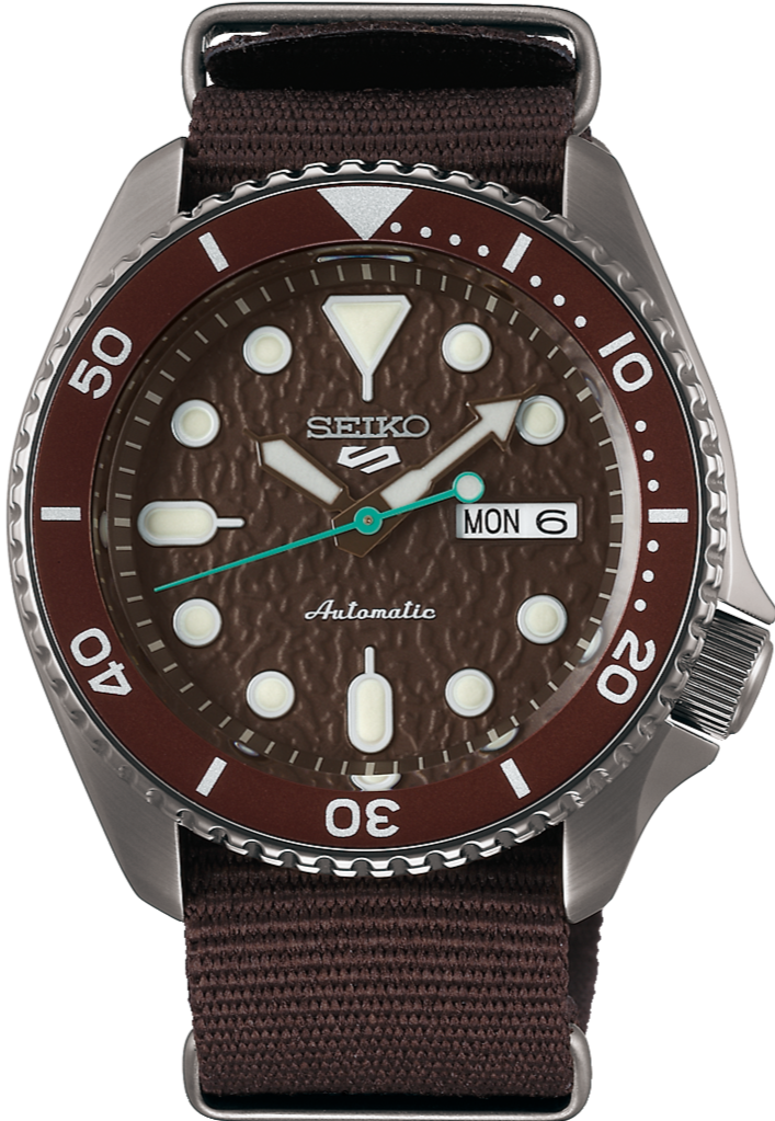 Seiko 5 Sports SKX Series Sense Style Automatic Brown Dial SRPD85 SRPD85K1. * Please be noted that the image shown is a graphic image or a prototype, and may differ from the actual product. The colors shown may also differ from the actual product depending on the browser and device being used.  
