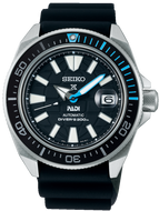 Seiko Prospex × PADI Samurai SRPG21 / SBDY095 Automatic Diver 200M watch with bold blue dial, stainless steel case, and professional scuba design — available at WatchOutz.com.