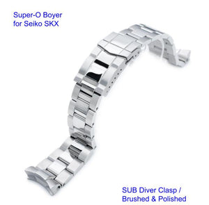 Super-O Boyer Stainless 316L Steel Watch Bracelet for Seiko SKX