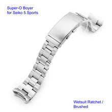 Super-O Boyer Stainless 316L Steel Watch Bracelet for Seiko 5 Sports 22mm
