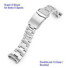 Super-O Boyer Stainless 316L Steel Watch Bracelet for Seiko 5 Sports 22mm