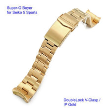 Super-O Boyer Stainless 316L Steel Watch Bracelet for Seiko 5 Sports 22mm