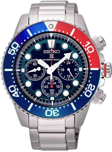 Seiko Prospex Solar Chronograph 200M Diver Scuba Blue Dial SSC019 SSC019P1  www.watchoutz.com