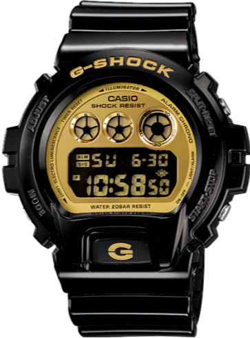 時計 CASIO G-SHOCK DW-6900CB Casio G‑Shock DW‑6900CB‑1 Gloss Black Gold Dial | WatchOutz