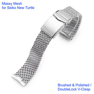 Massy Mesh Stainless 316L Steel Watch Bracelet for Seiko