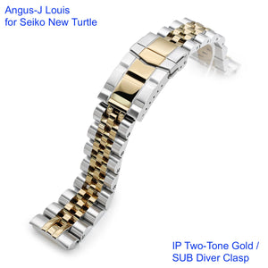 Angus-J Louis Stainless 316L Steel Watch Bracelet for Seiko New Turtle IP Two-tone gold www.watchoutz.com