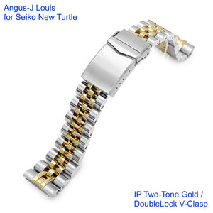Angus-J Louis Stainless 316L Steel Watch Bracelet for Seiko New Turtle IP twotone gold www.watchoutz.com