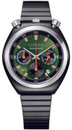 Citizen Retro Quartz Chronograph Bullhead Tsuno Chrono OnTime Move Limited Edition Green Dial AN3665-70W. Available at Watchoutz.com, Hong Kong's top online watch retailer with a physical shop. Enjoy fast, secure international shipping and shop for genuine Japanese watches with over 13 years of exceptional service and reputation. Visit Watch Outz International for your next horology treasure hunt.