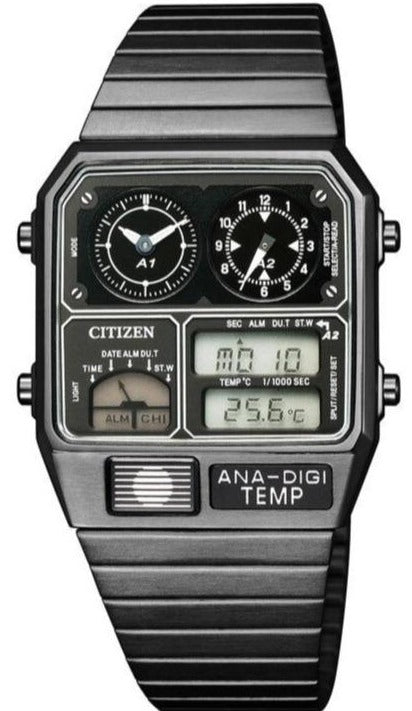 Citizen Retro Analog-Digital Temperature Display ANA-DIGI-Temp Black JG2105-93E www.watchoutz.com