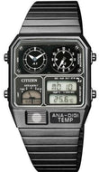 Citizen Retro Ana‑Digi Temp JG2105‑93E black analog digital watch front dial view