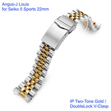 Angus-J Louis Stainless 316L Steel Watch Bracelet for Seiko 5 Sports IP-twotone www.watchoutz.com