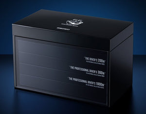 SEIKO PROSPEX DIVER'S WATCH 55TH ANNIVERSARY SPECIAL COMMEMORATIVE BOX. Includes SLA037, SLA039, and SLA041 models. Celebrate 55 years of Seiko's excellence in dive watches with this special edition set. Featuring a robust design, superior functionality, and timeless style, these watches are perfect for diving enthusiasts and collectors alike. Available now at Watchoutz.com: fast shipping, exceptional customer service, and a seamless shopping experience, only with Watchoutzinternational